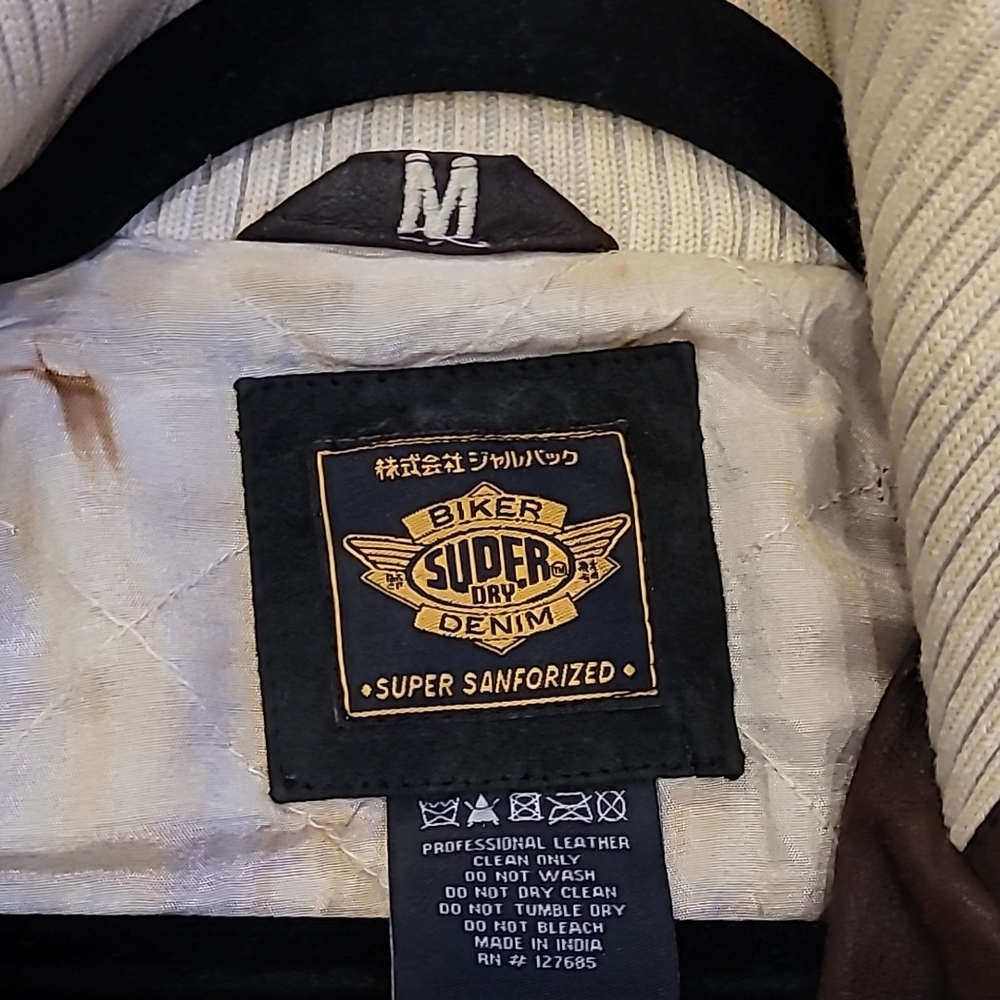 Superdry Brown Leather Jacket - Picture 3 of 3